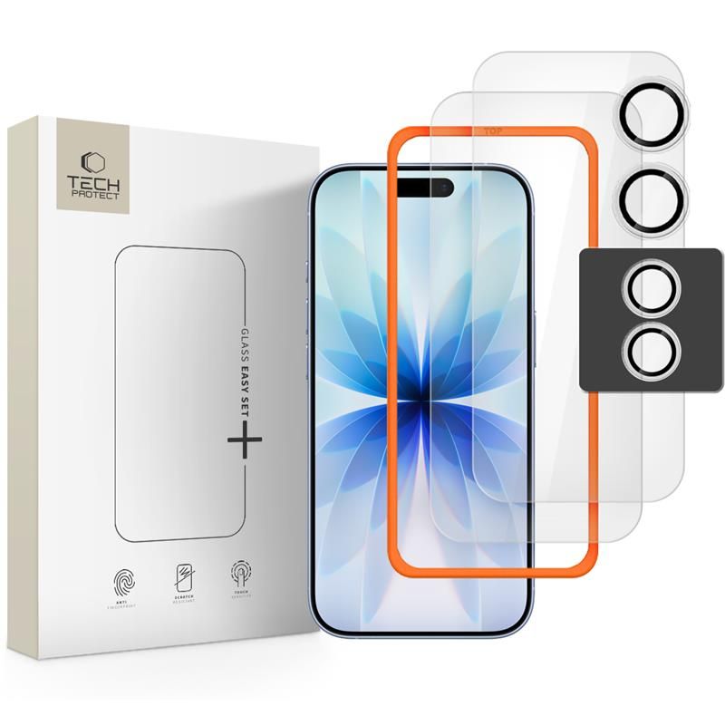 Tech-Protect Easy Set+ 3-pack karastatud klaas jaoks iPhone 17 - läbipaistev