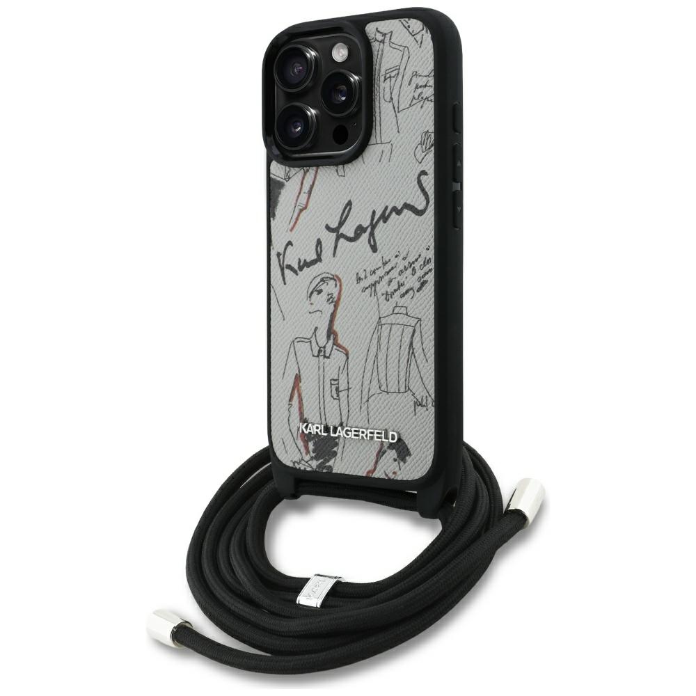 KARL LAGERFELD ümbris jaoks IPHONE 16 PRO MAX KLHCP16XPGGRMPCG compatible with MagSafe (CRSSBY Grained PU W/ Pattern & Logo) hall