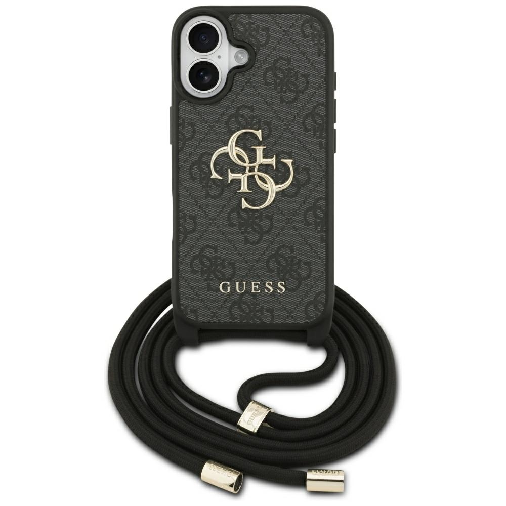 Guess 4G suure logoga rihmaga Crossbody ümbris iPhone 17 jaoks - must