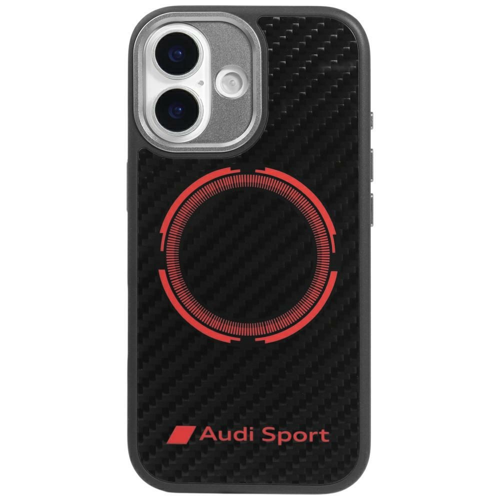 Audi RSQ Carbon Fiber Sport Punane Circle MagSafe Ümbris jaoks iPhone 17 - Must