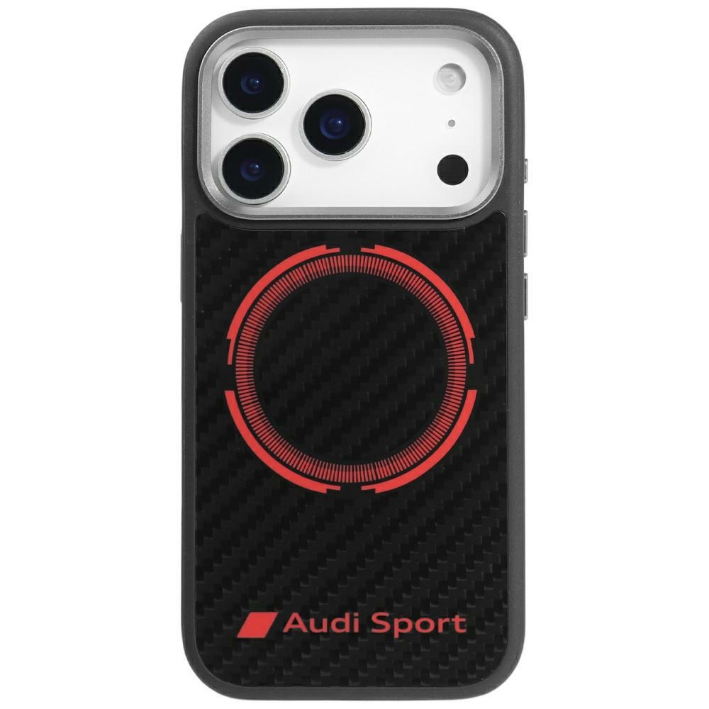 Audi RSQ Carbon Fiber Sport Punane Circle MagSafe Ümbris jaoks iPhone 17 Pro - Must