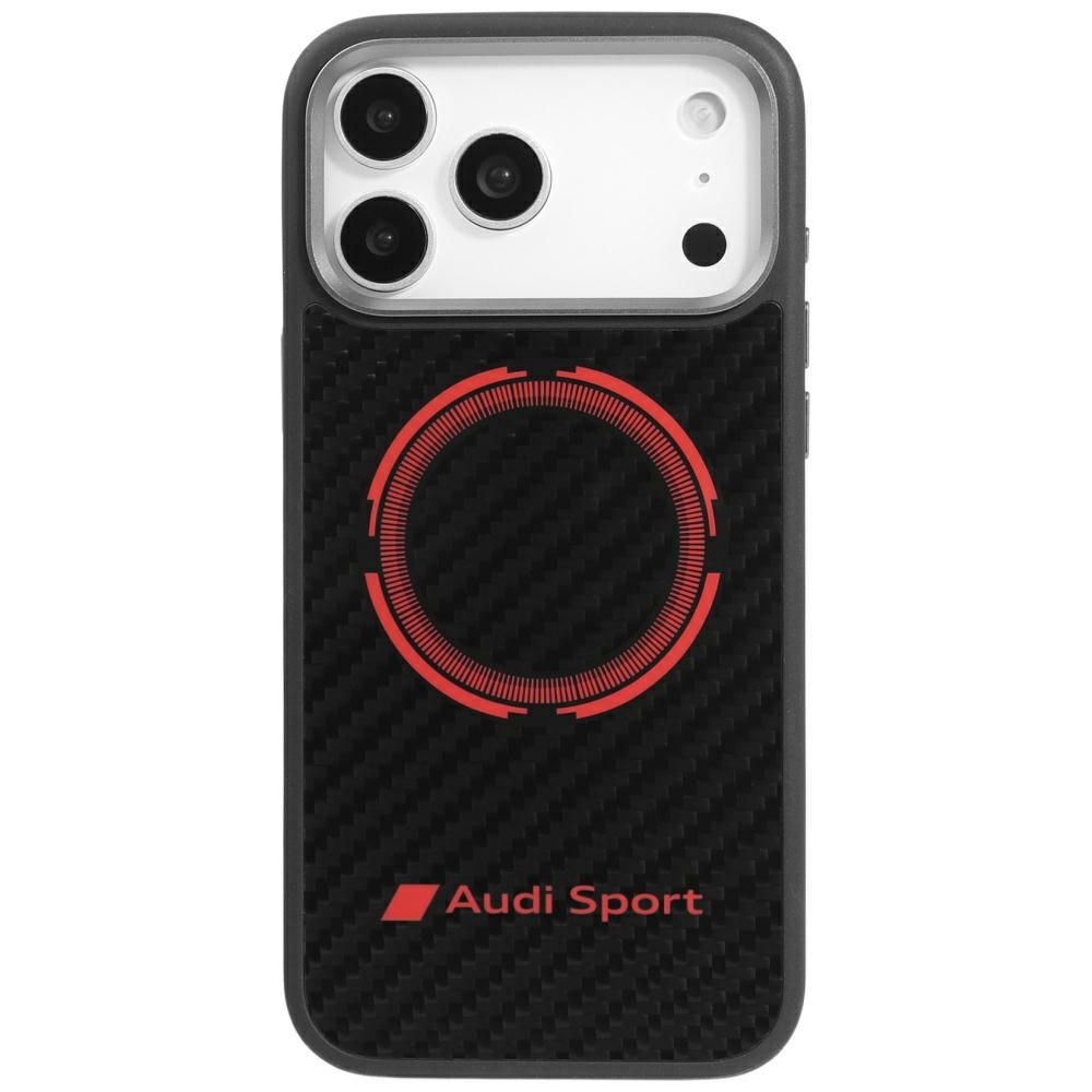 Audi RSQ Carbon Fiber Sport Punane Circle MagSafe Ümbris jaoks iPhone 17 Pro Max - Must