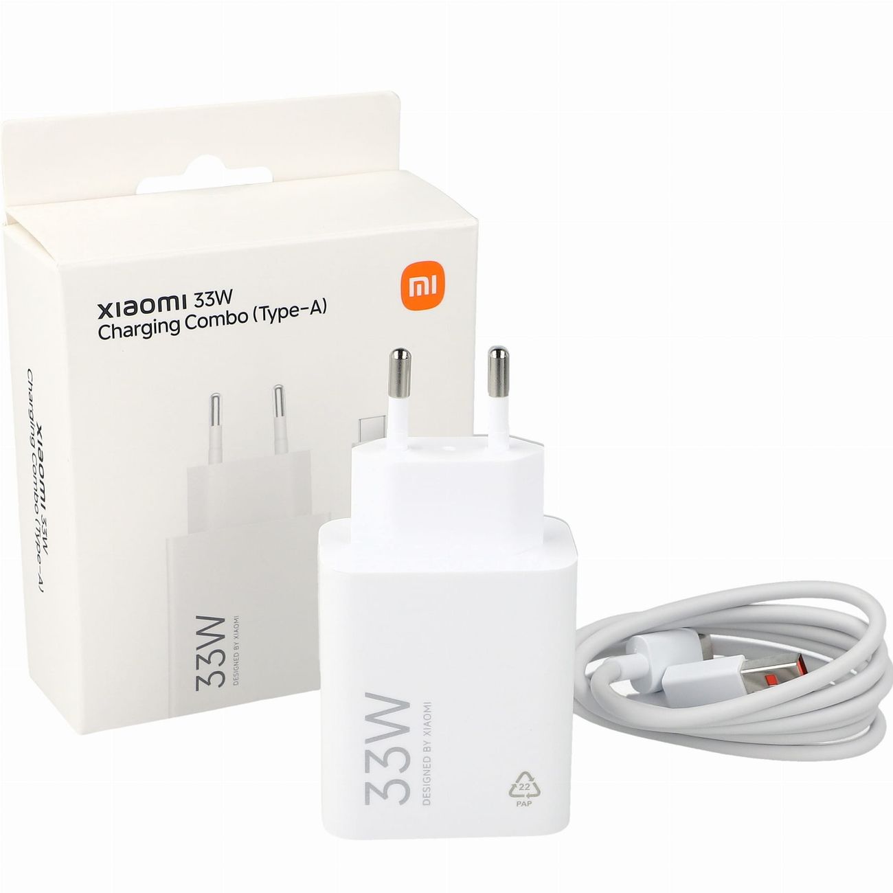 Xiaomi MDY-16-EF 1xUSB-A 33W Wall Laadija with 3A USB-C Kaabel - valge