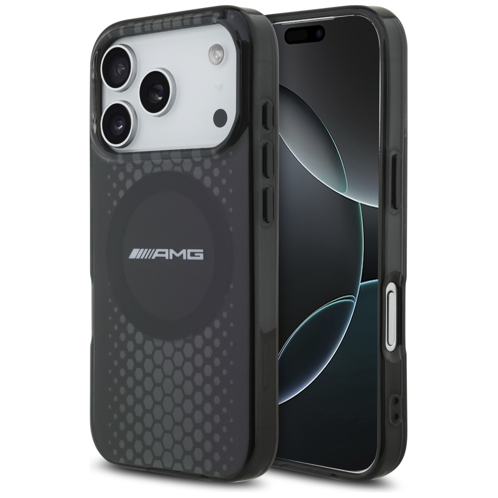 AMG Double Layer Läbipaistev Graphics MagSafe Ümbris jaoks iPhone 17 Pro - Must