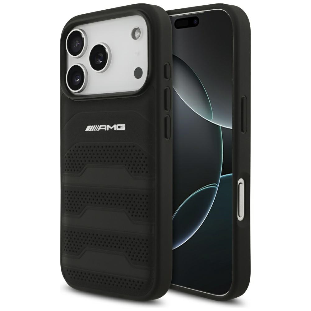 AMG Leather Debossed Lines Logo Ümbris jaoks iPhone 17 Pro - Must
