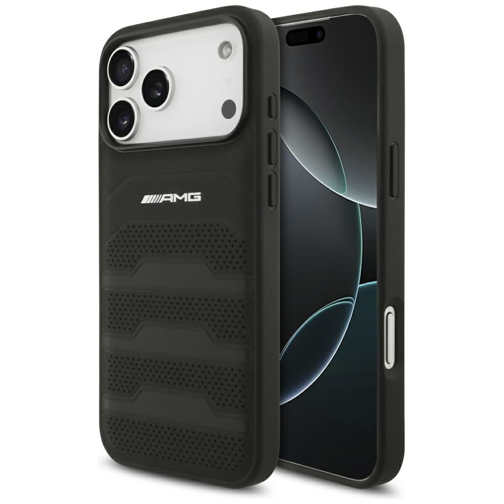 AMG Leather Debossed Lines Logo Ümbris jaoks iPhone 17 Pro Max - Must