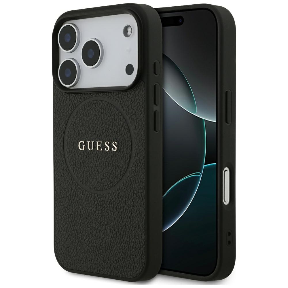 Guess Grained Ring MagSafe ümbris jaoks iPhone 17 Pro - must