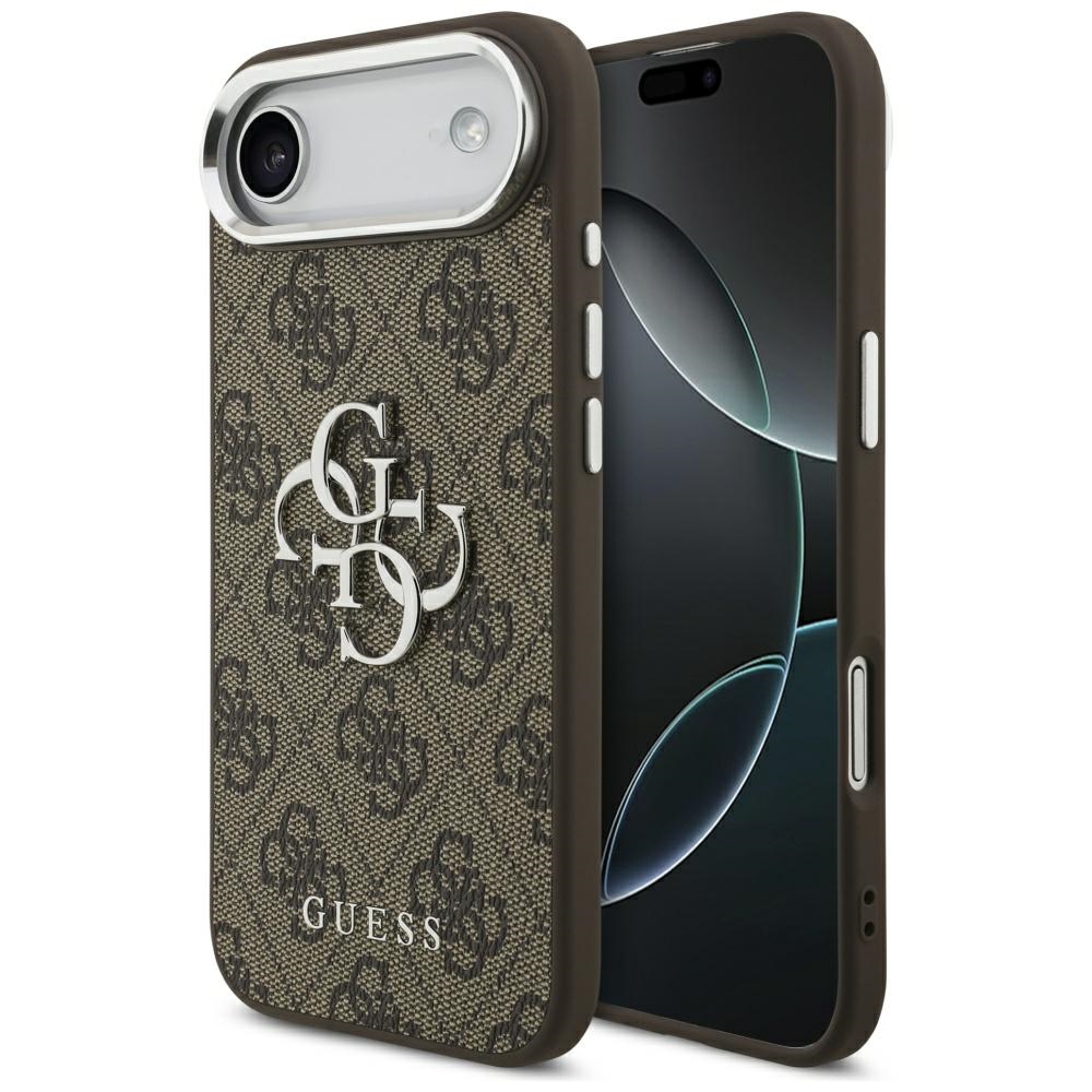 GUESS ümbris fir IPHONE 17 Air GUHCP17MP4G4SMCW (4G PU Leather Ümbris with Big 4G AND Classic Logo and Hõbedane Metal Camera Frame) brown