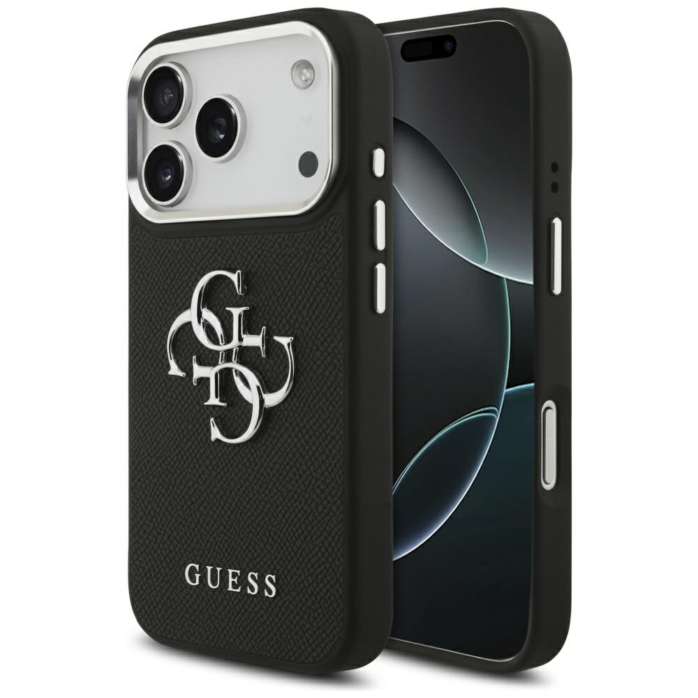 Guess Grained Big 4G Classic Logo ümbris jaoks iPhone 17 Pro - must