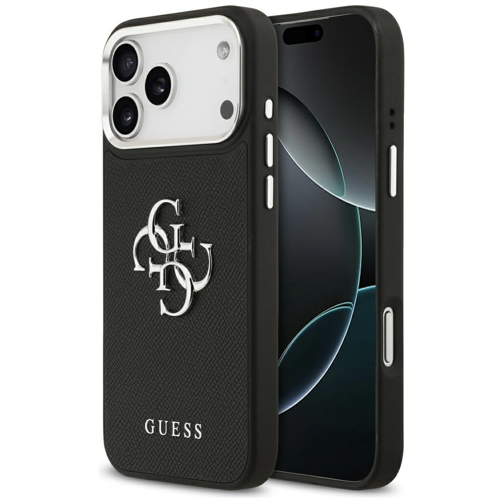 Guess Grained Big 4G Classic Logo ümbris jaoks iPhone 17 Pro Max - must