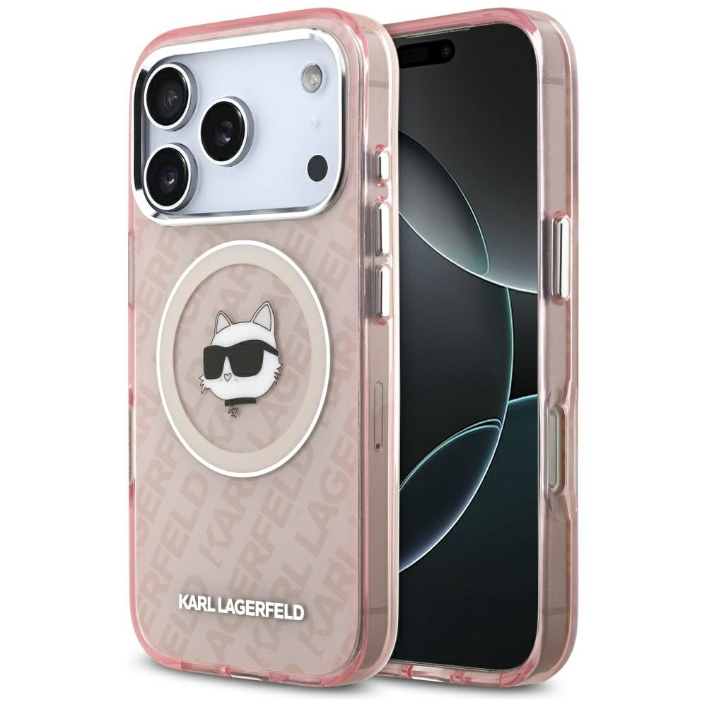 Karl Lagerfeld IML Choupette Head Logo MagSafe Ümbris jaoks iPhone 17 Pro Max - Roosa