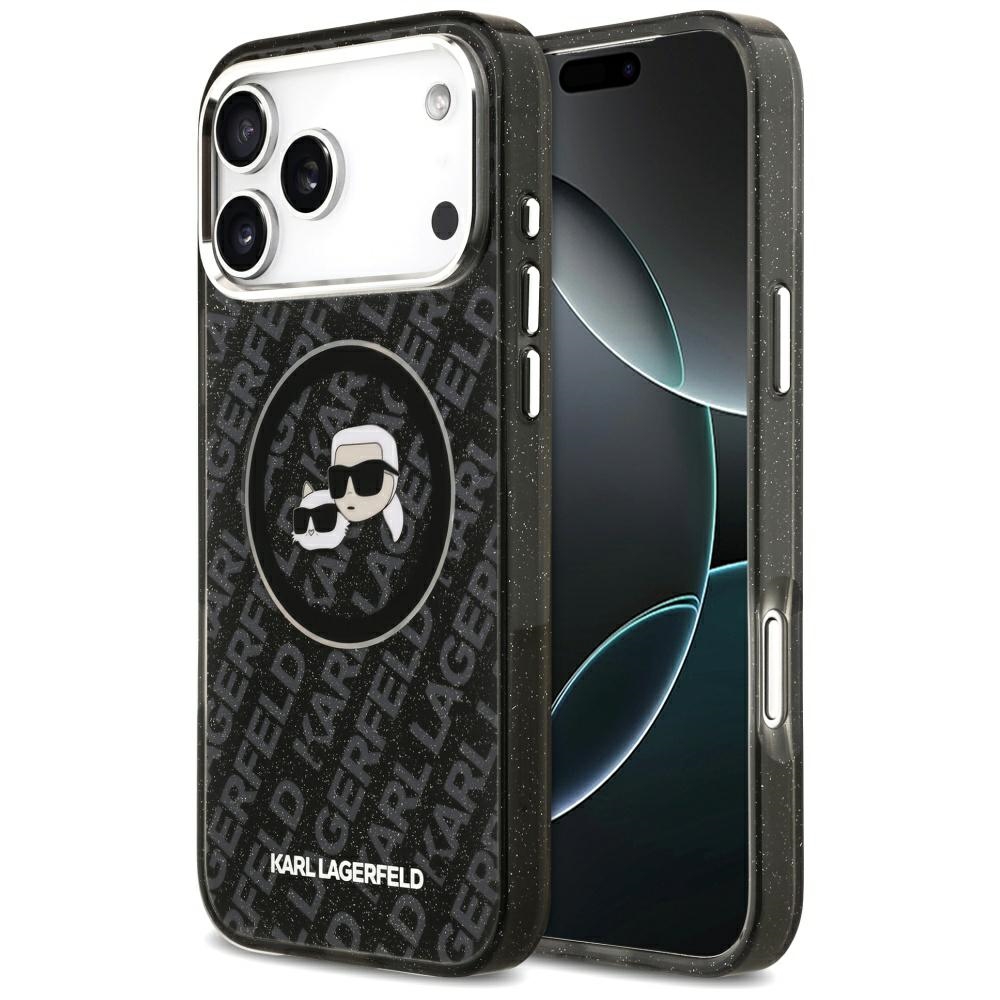Karl Lagerfeld IML Glitter Karl&Choupette Heads Logo MagSafe Ümbris jaoks iPhone 17 Pro Max - Must