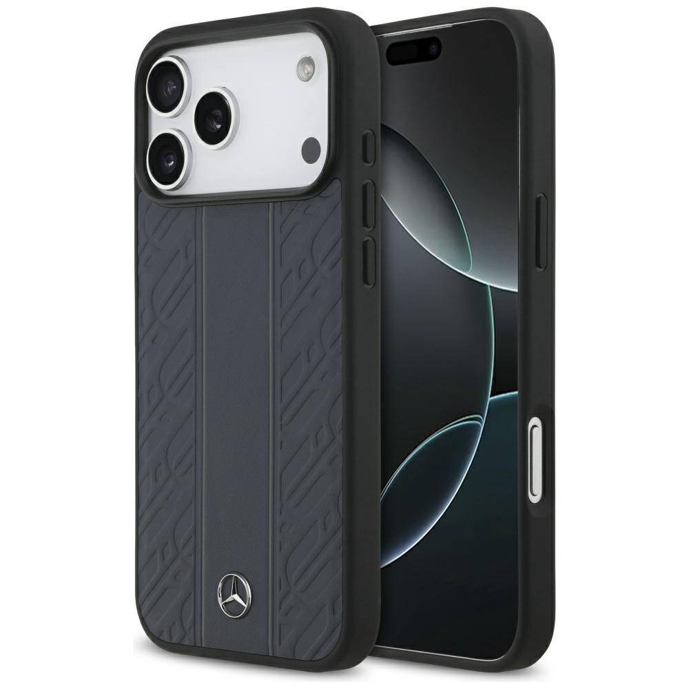 Mercedes Leather Laurel Leaves Stripes MagSafe Ümbris jaoks iPhone 17 Pro Max - Sinine