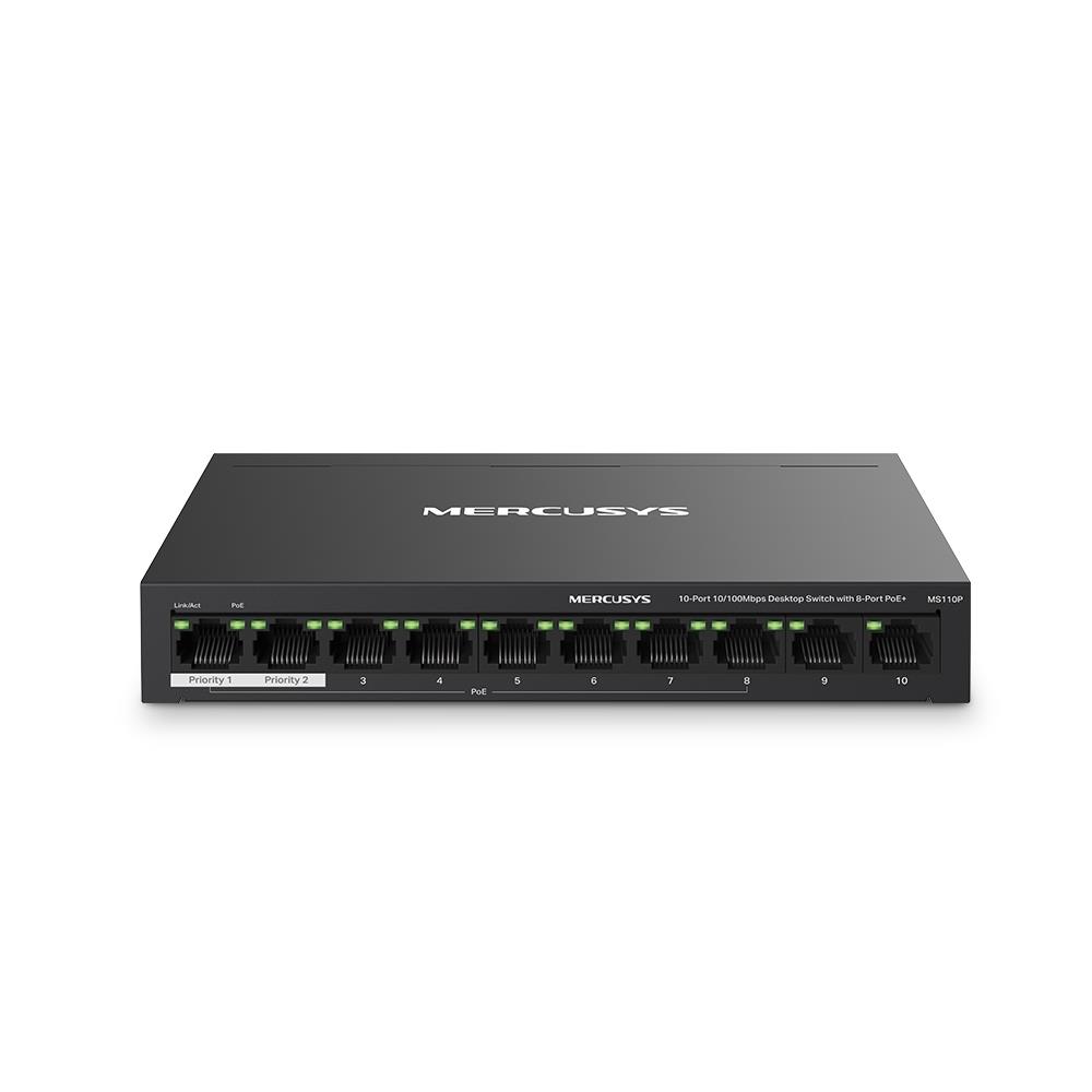 Mercusys MS110P kommutaator, 10x10/100, 8xPoE+