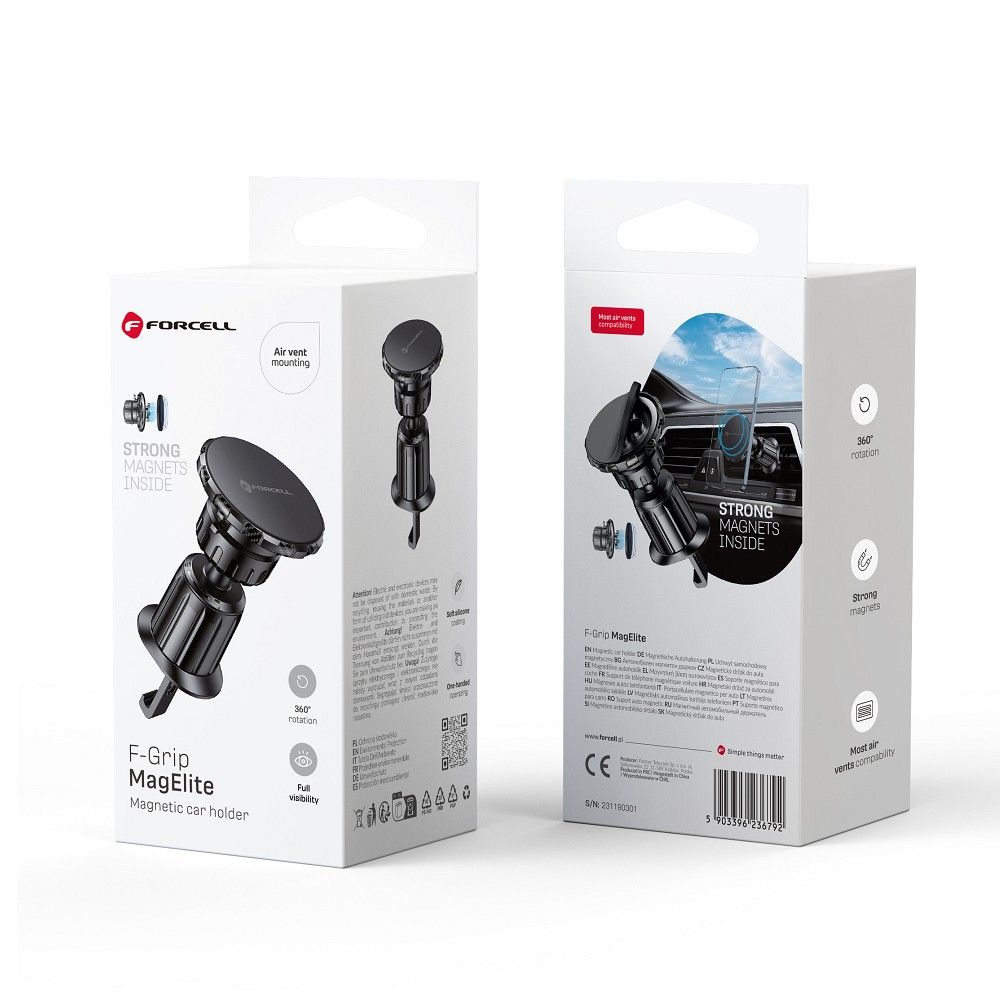 Magnetic car phone hoidja Forcell F-Grip MagElite air vent must