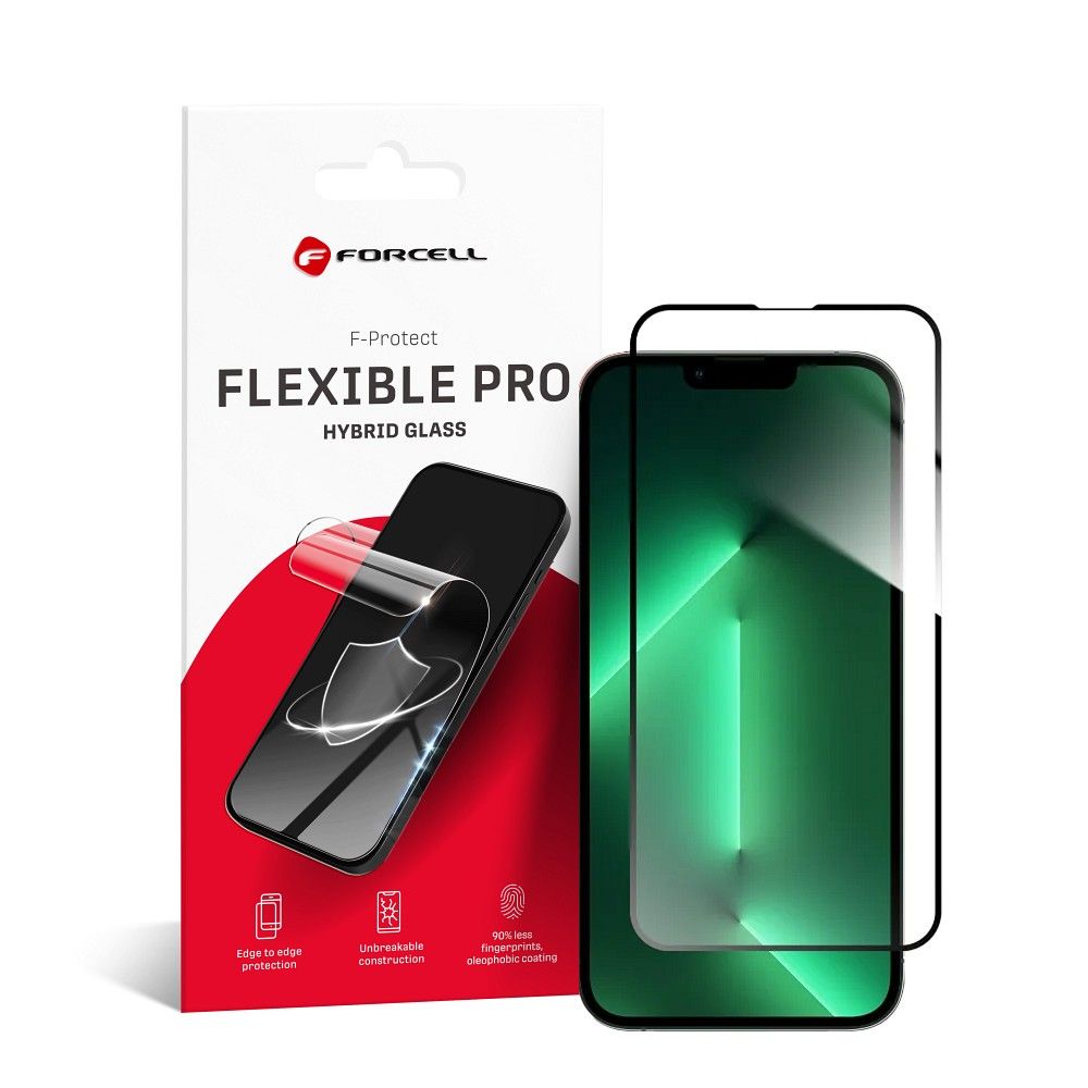 Hybrid glass to iPhone 13 / 13 PRO / 14 / 16e (SE 4 2025) Forcell Flexible 5D must