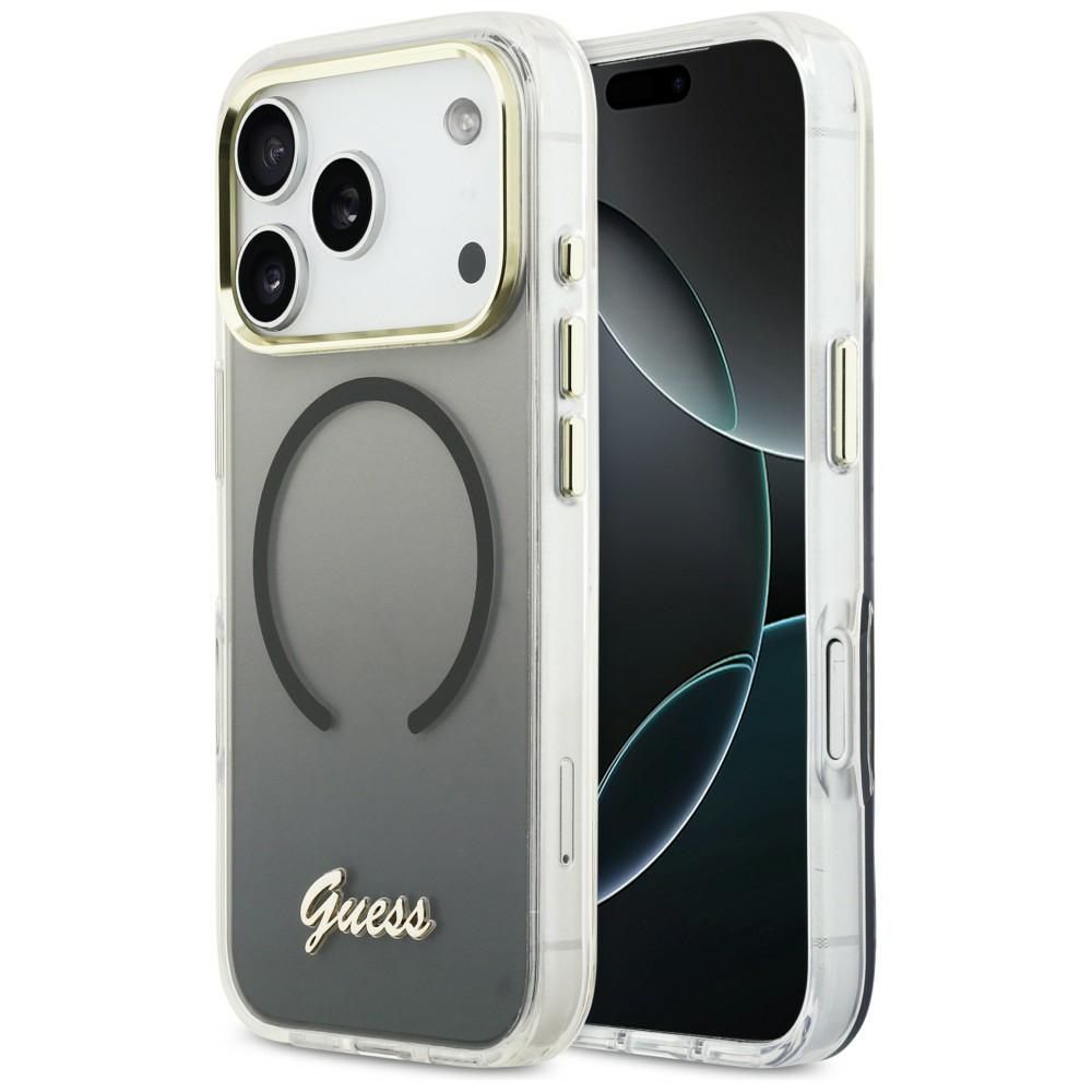 Guess IML Gradient Script Metal MagSafe чехол iPhone 17 Pro - черный