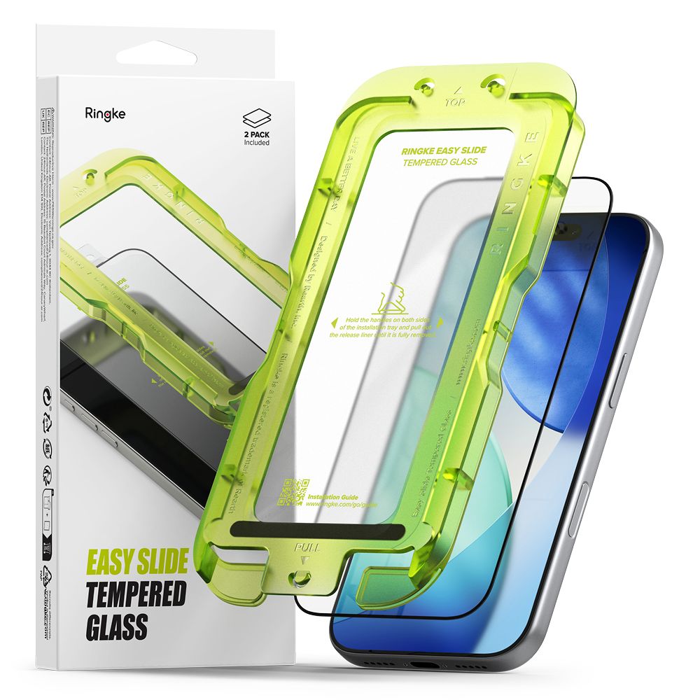 Ringke Easy Slide 2-pack tempered glass jaoks iPhone 17 Pro - must