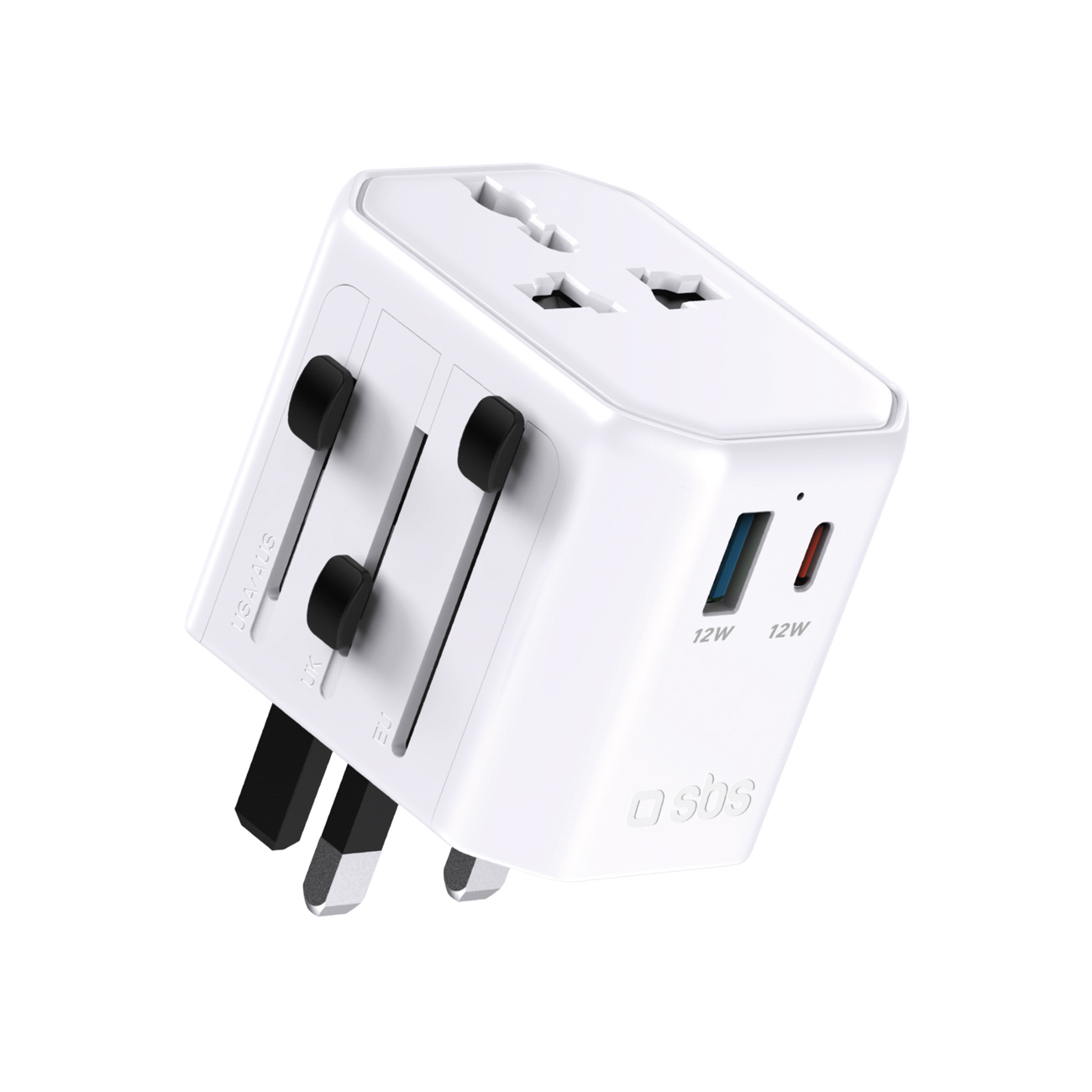 SBS TEADAPTUSBTCUNI USB-C USB-A Universal Travel Adapter - Valge