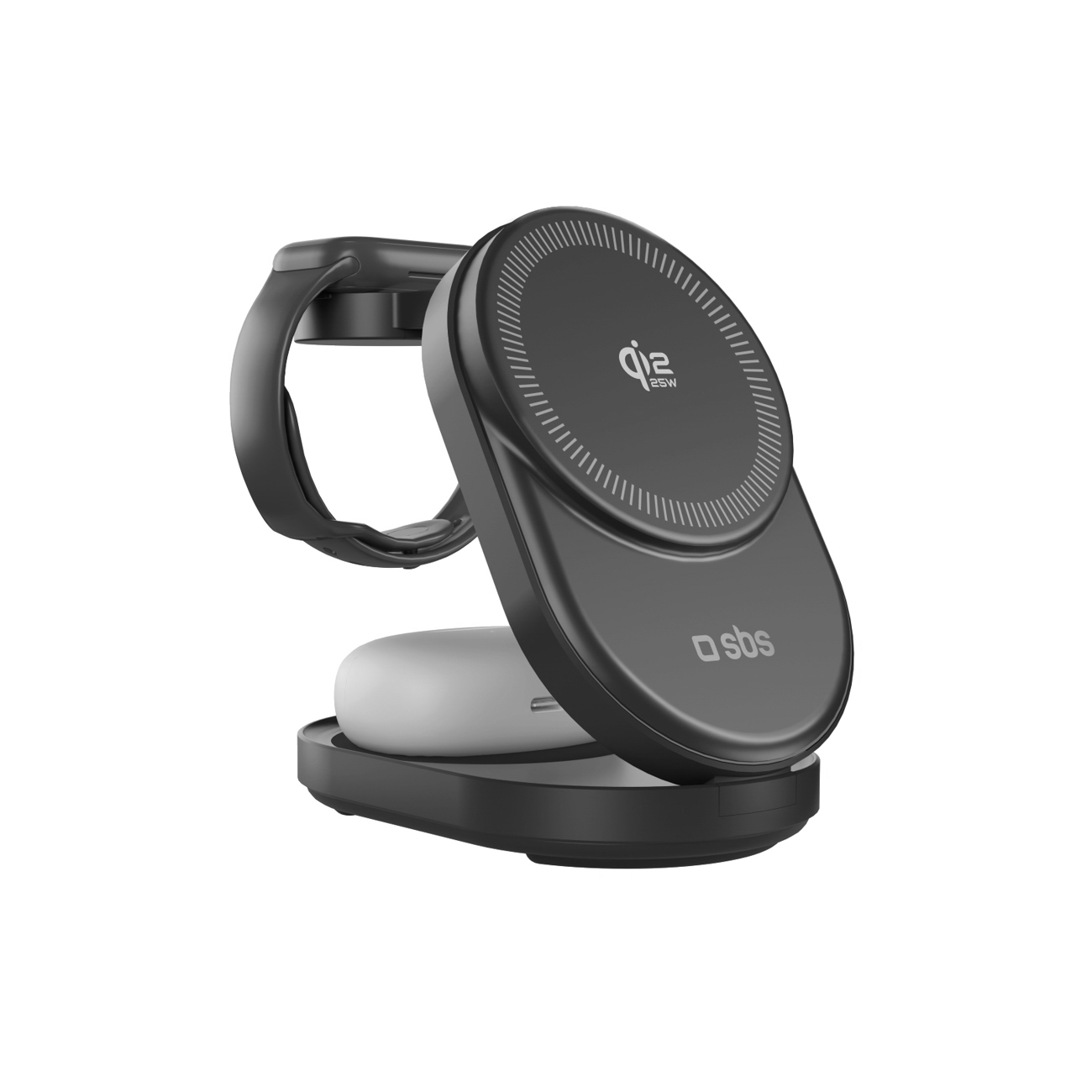 SBS Qi2.2 25W induktiivne 3-in-1 kokkupandav laadimisjaam MFI sertifikaadiga - must