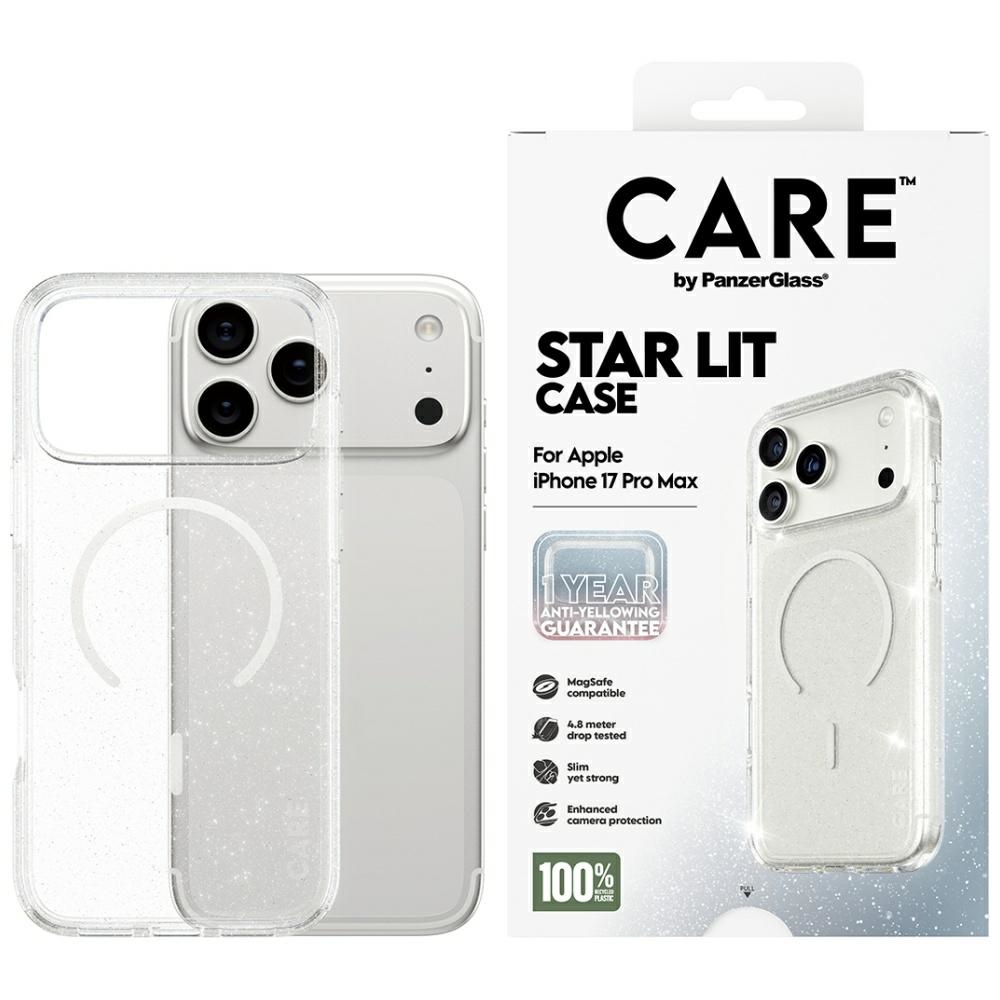 CARE by PanzerGlass Flagship Urban Explorer Ümbris w. Valge MagSafe jaoks iPhone 17 Pro Max - Clear Glitter