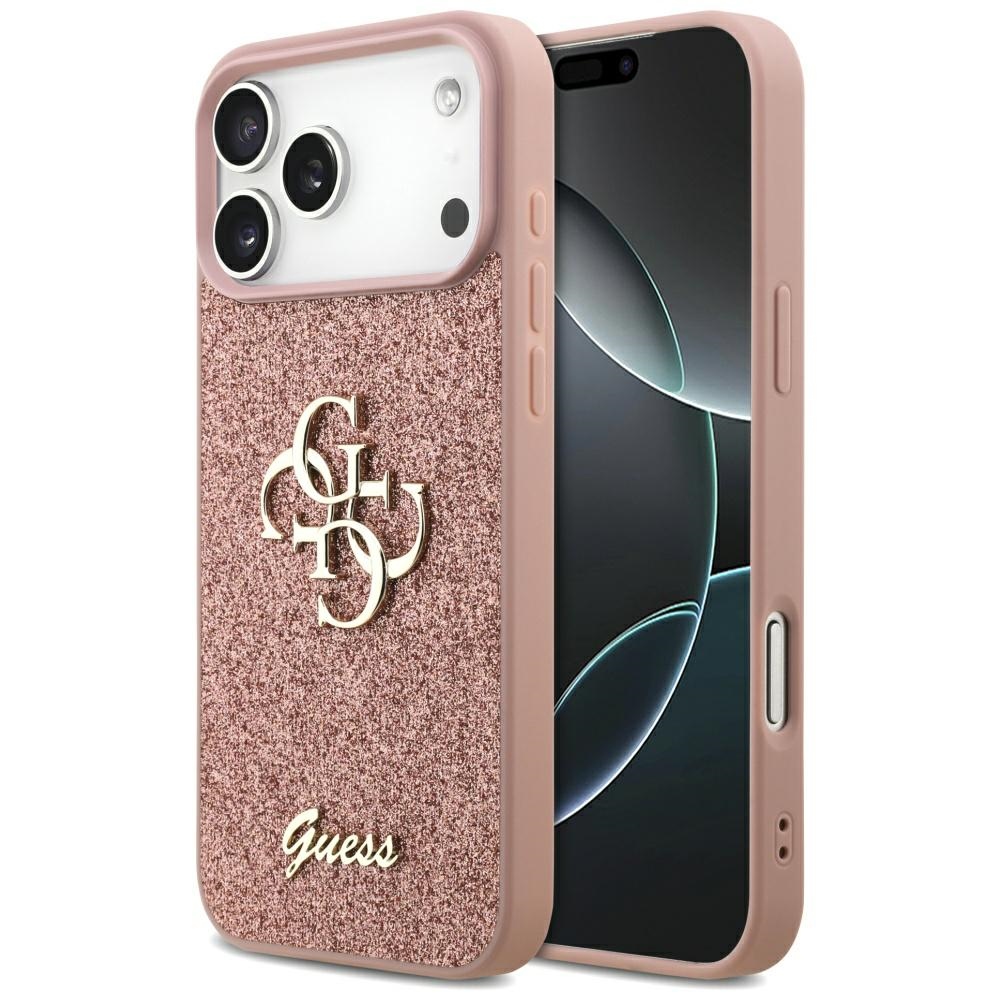 Guess Fixed Glitter Big 4G Ümbris jaoks iPhone 17 Pro Max - Roosa