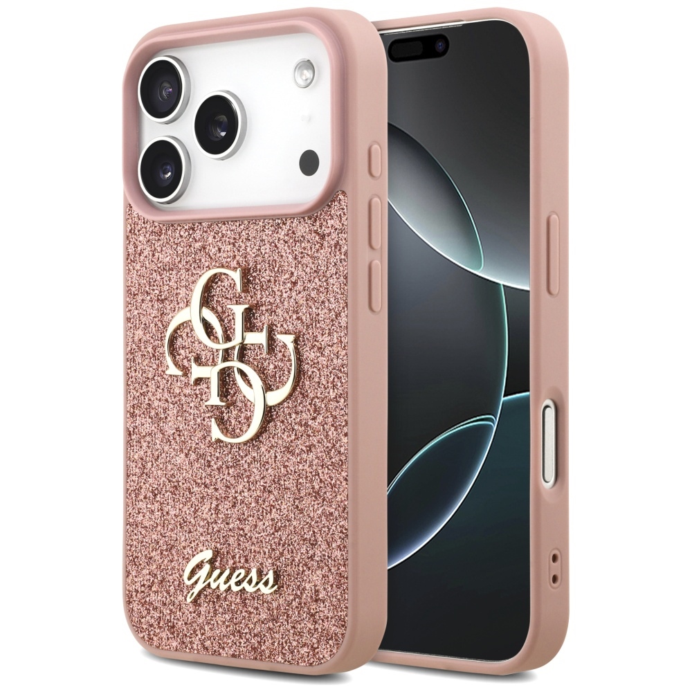 Guess Fixed Glitter Big 4G Ümbris jaoks iPhone 17 Pro - Roosa