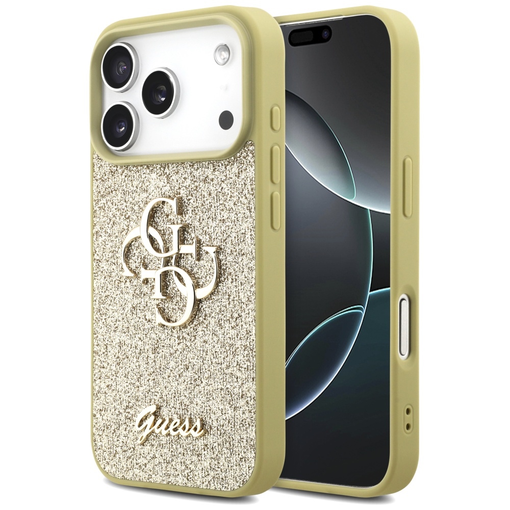 Guess Fixed Glitter Big 4G ümbris jaoks iPhone 17 Pro - kuldne