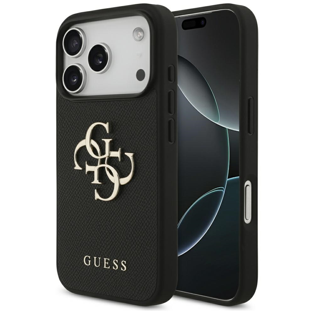 Guess Grained Big 4G & Classic Logo ümbris jaoks iPhone 17 Pro - must