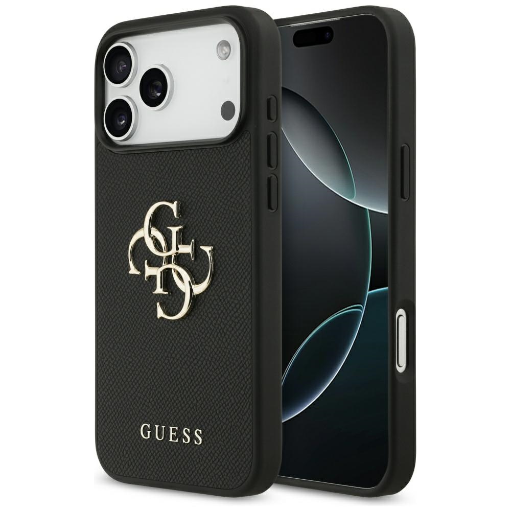 Guess Grained Big 4G & Classic Logo ümbris jaoks iPhone 17 Pro Max - must