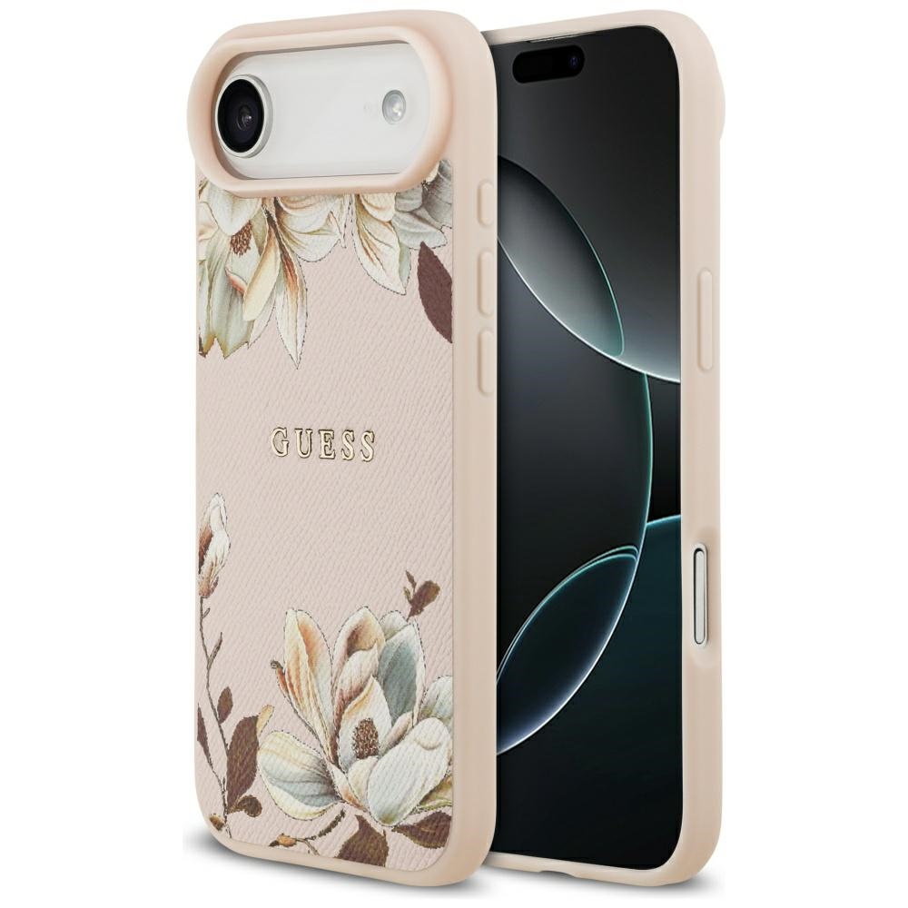 Guess Grained Flowers Classic Logo MagSafe iPhone Air Ümbris - Roosa