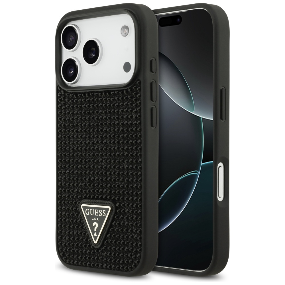 Guess Rhinestone Triangle Logo чехол для iPhone 17 Pro - черный