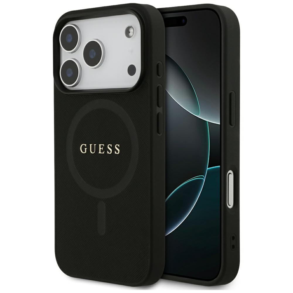 Guess Saffiano Classic Logo MagSafe Ümbris jaoks iPhone 17 Pro - Must