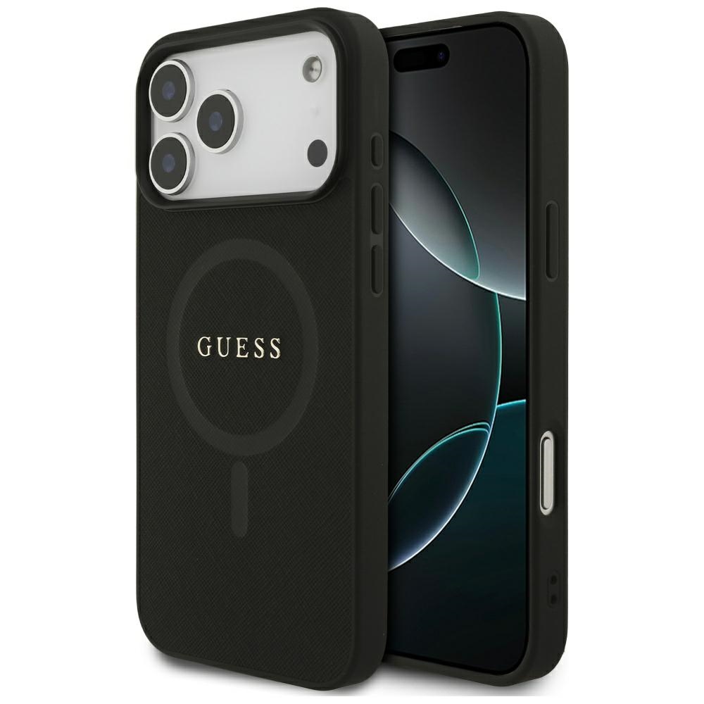 Guess Saffiano Classic Logo MagSafe Ümbris jaoks iPhone 17 Pro Max - Must