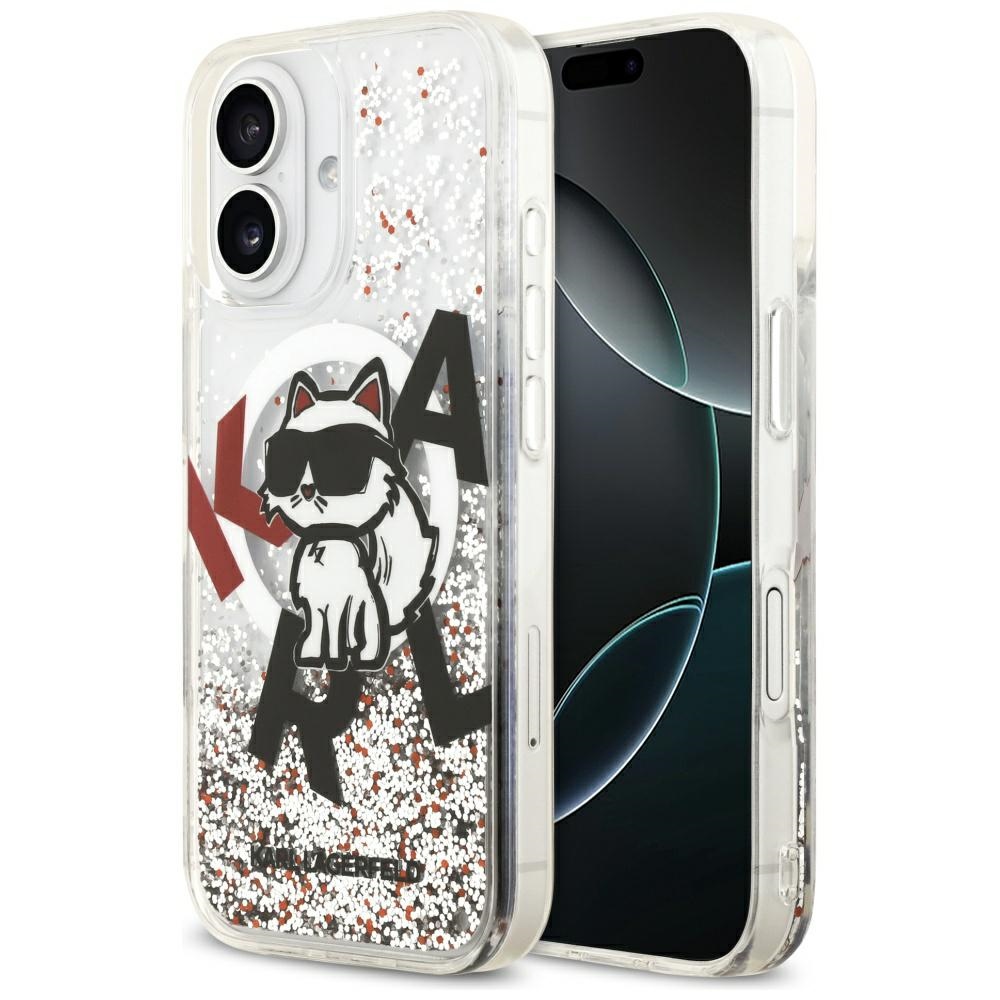 Karl Lagerfeld Liquid Glitter Choupette Logo MagSafe Ümbris jaoks iPhone 17 - Clear