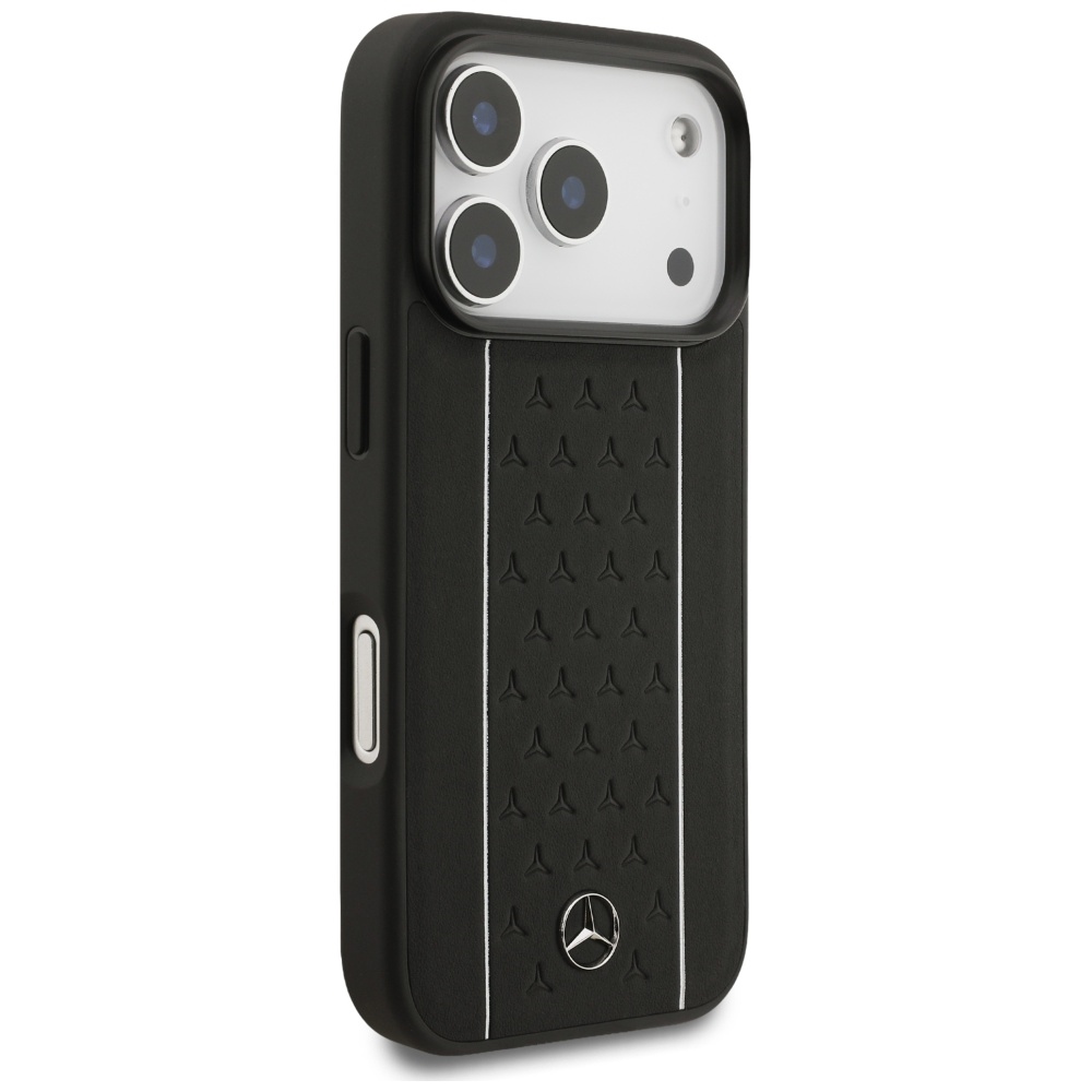 Mercedes Leather Star Pattern Stripes MagSafe Ümbris jaoks iPhone 17 Pro - Must