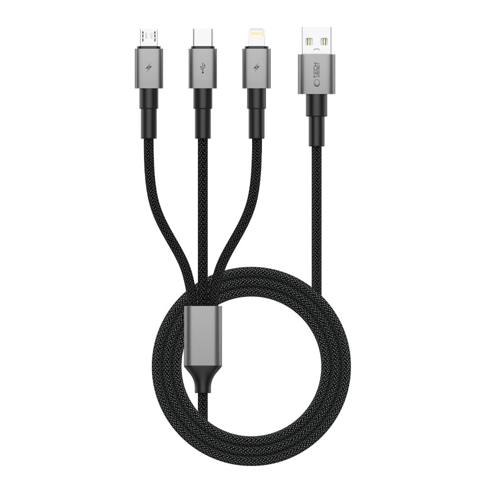 Tech-Protect UltraBoost DNA 3in1 USB-C / Micro-USB / Lightning kaabel 120 cm - hall