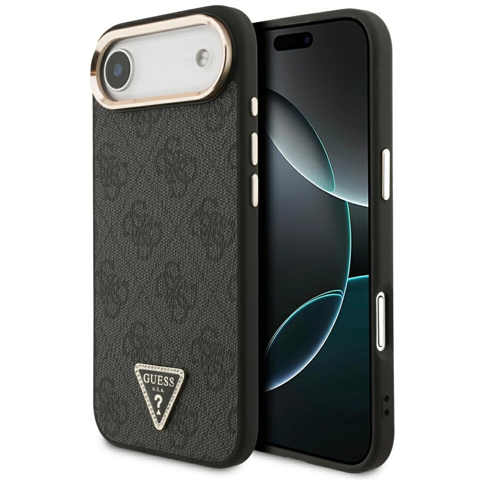 GUESS ümbris jaoks IPHONE 17 Air compatible with MagSafe GUHMP17MP4GTDGMK (4G PU W/ Triangle Logo) kuldne must