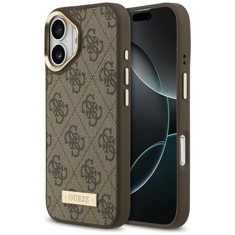 Guess 4G Logo Plate MagSafe ümbris jaoks iPhone 17 brown