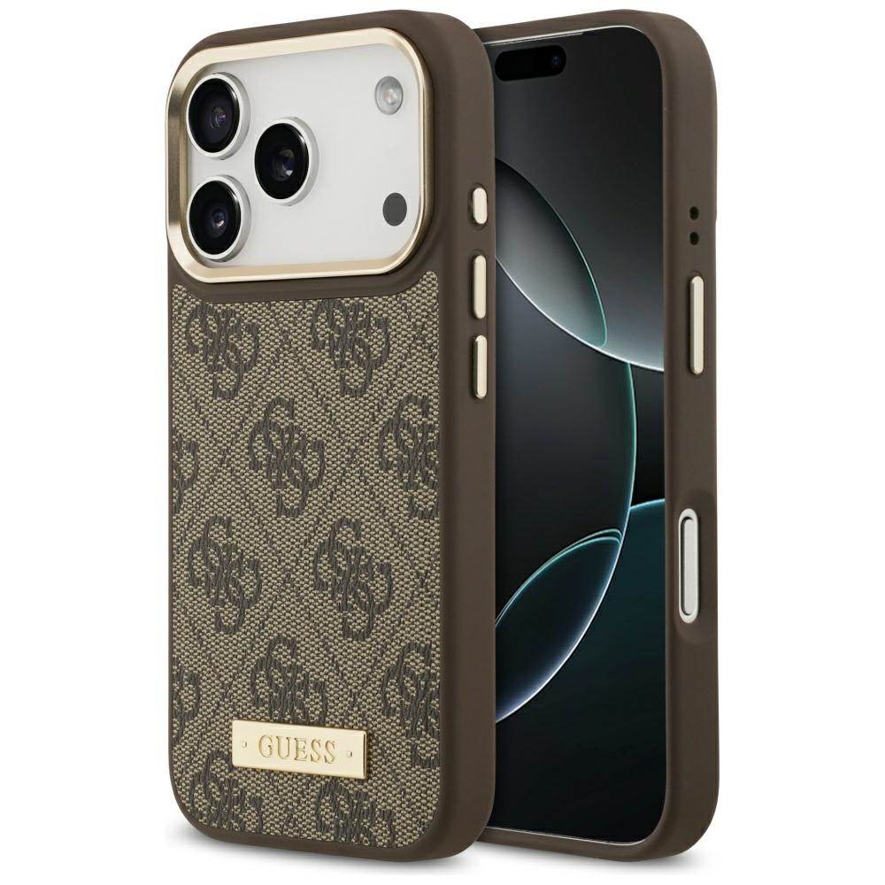 Guess 4G Logo Plate MagSafe чехол для iPhone 17 Pro - коричневый