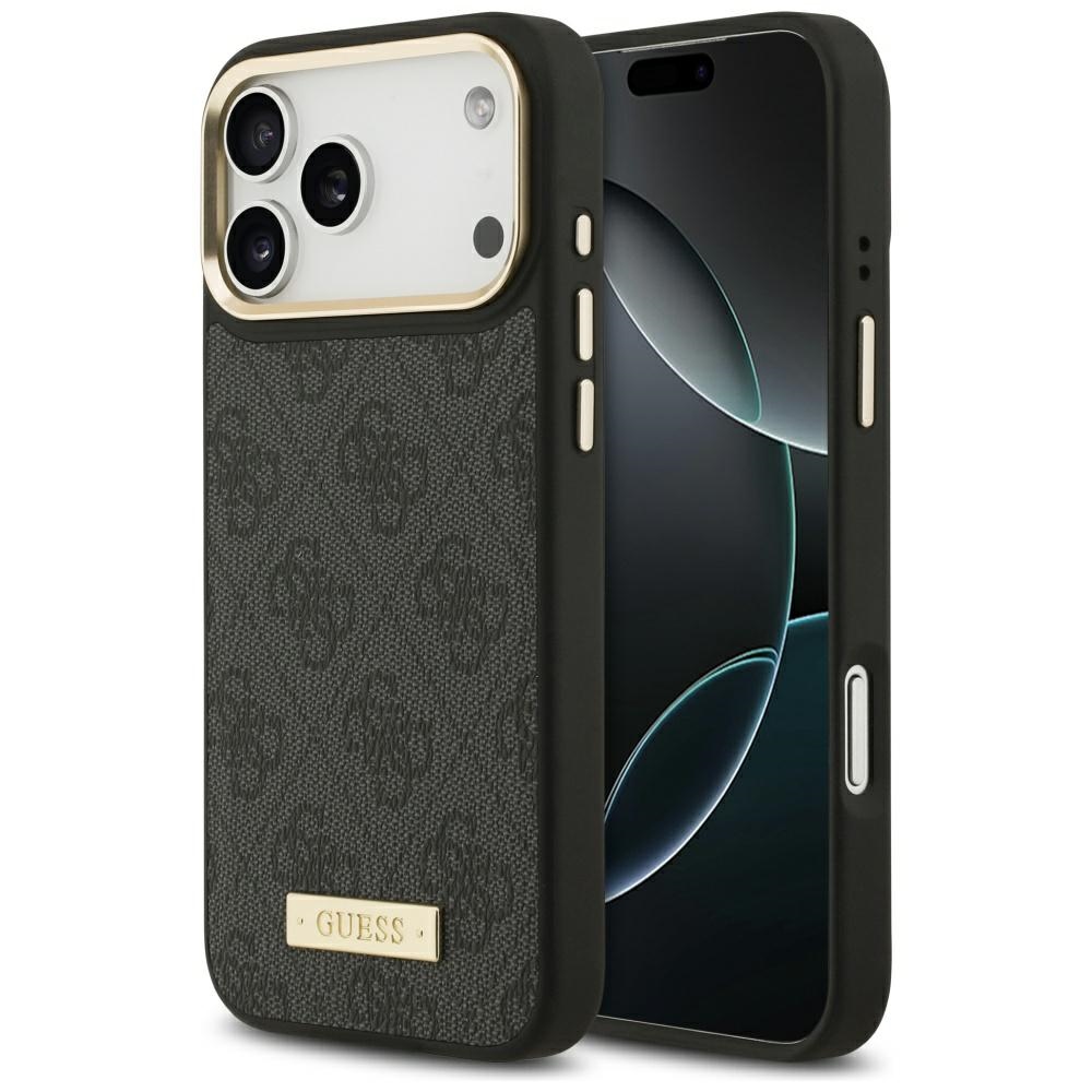 Guess 4G Logo Plate MagSafe Ümbris jaoks iPhone 17 Pro Max - Must