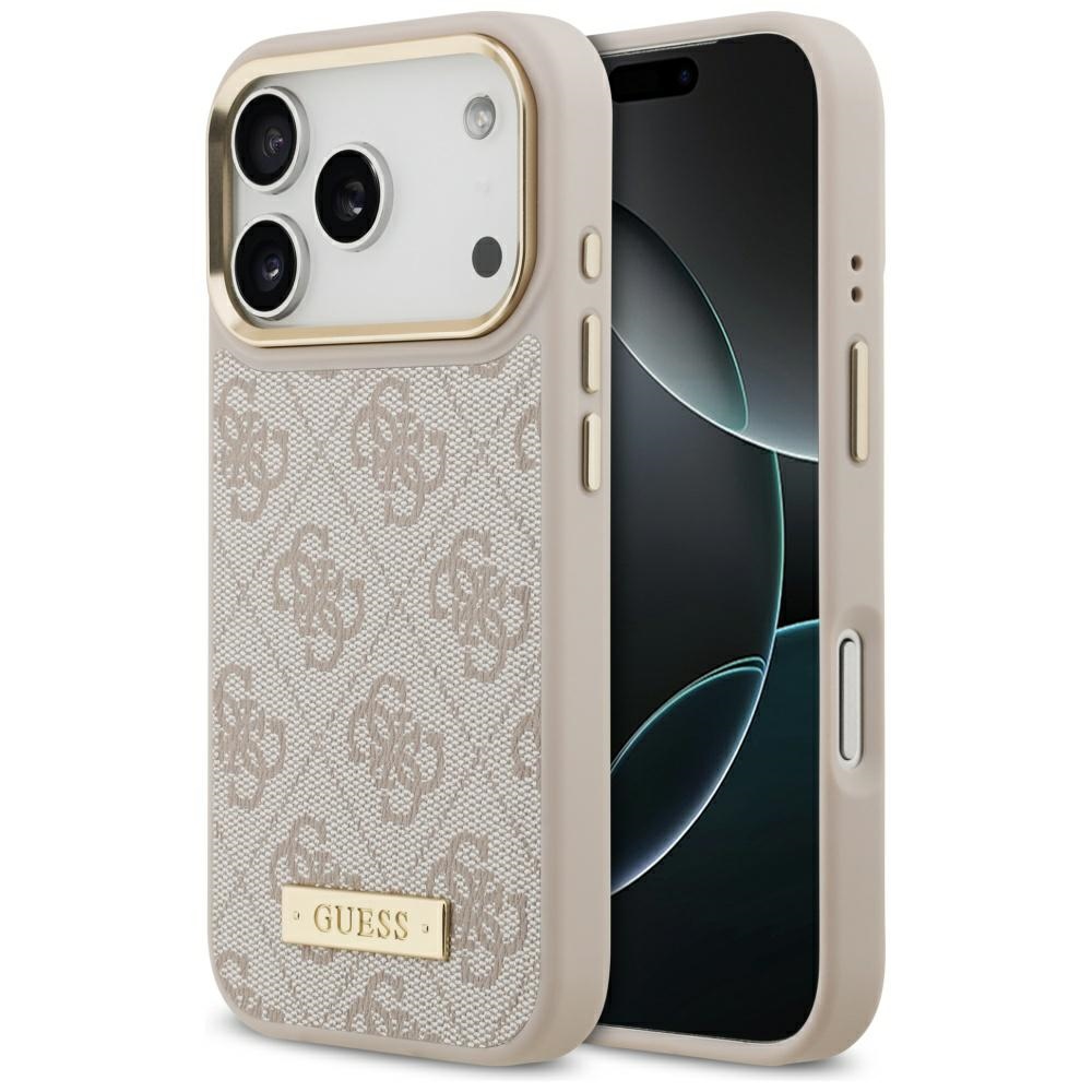 Guess 4G Logo Plate MagSafe Чехол для iPhone 17 Pro - розовый