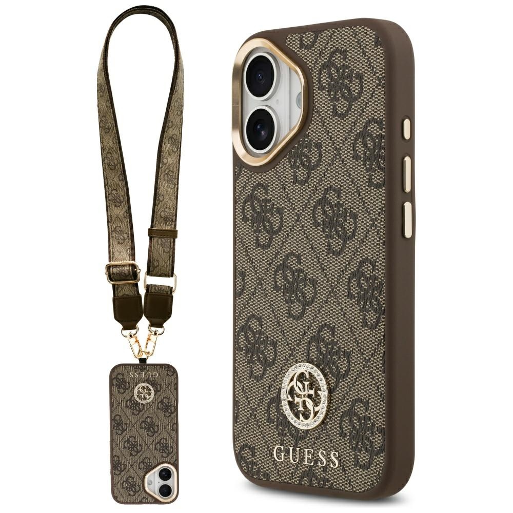 GUESS ümbris jaoks IPHONE 17 compatible with MagSafe GUHMP17SP4G4DCSW (PU W/ Strass Logo & Big Strap Metal Buttons) brown