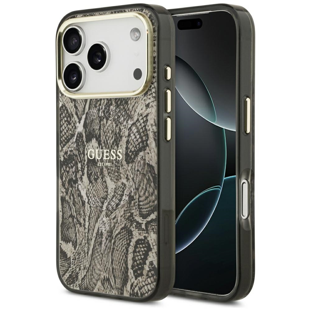Чехол Guess Python Pattern MagSafe для iPhone 17 Pro - коричневый