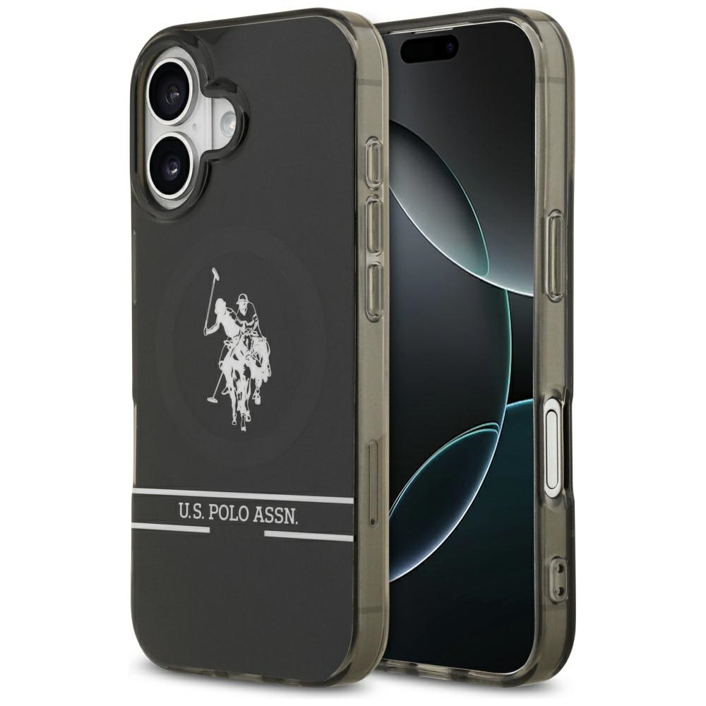 US Polo DH and Bottom Stripe Logo MagSafe чехол iPhone 17 - черный