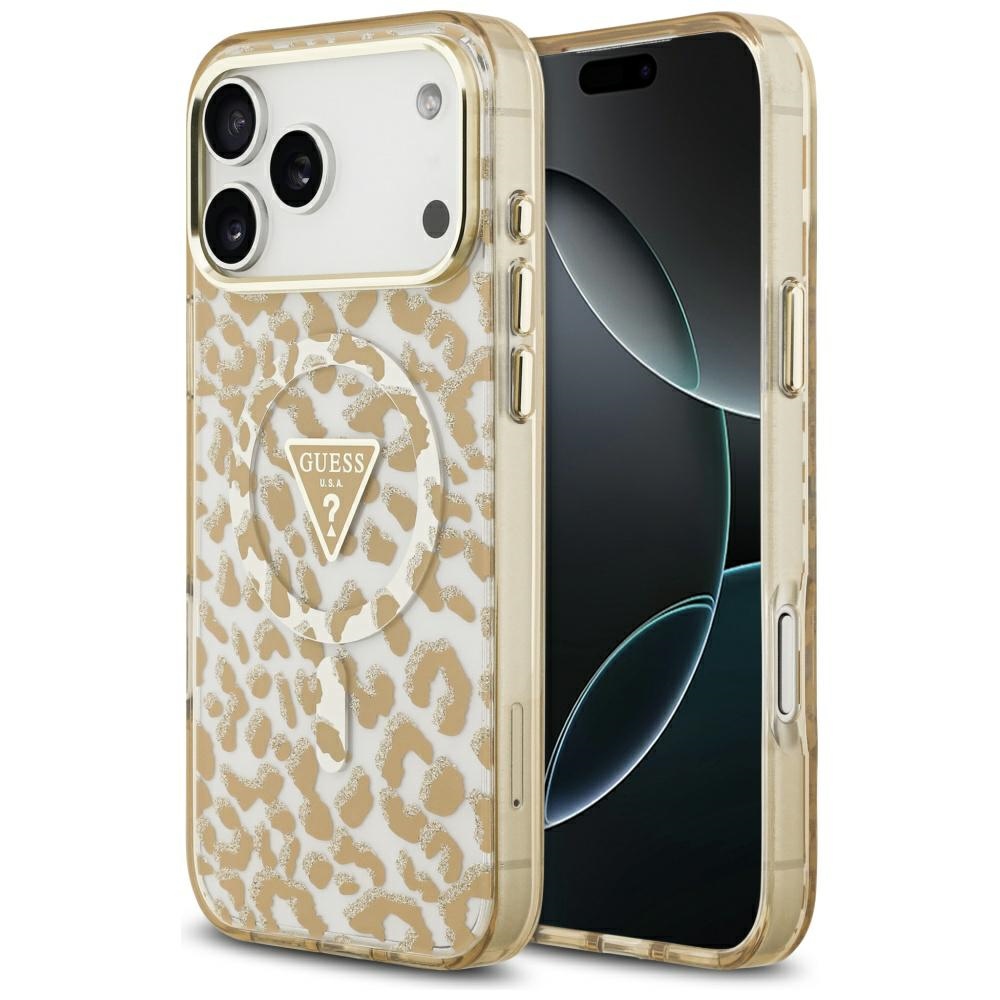 Guess Leopard Glitter MagSafe Ümbris jaoks iPhone 17 Pro Max - Brown