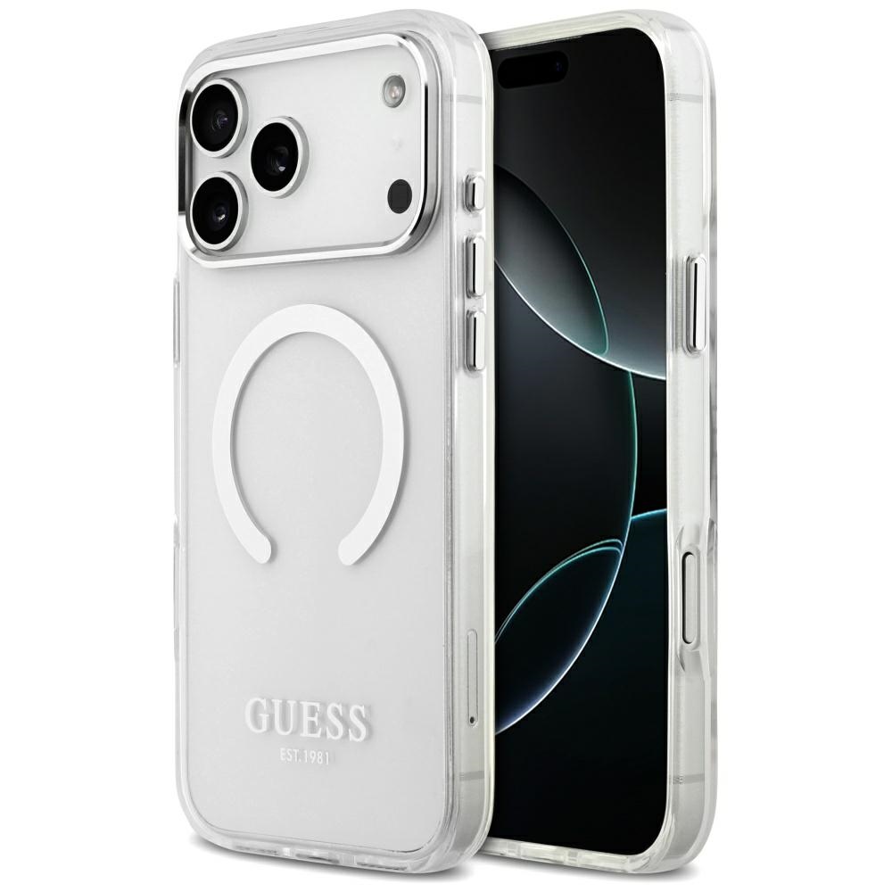 Guess Metal Outline MagSafe ümbris jaoks iPhone 17 Pro Max - hõbedane
