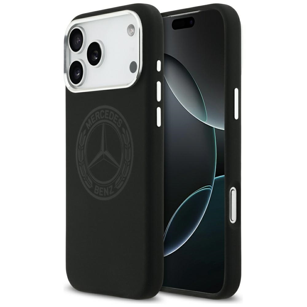 Mercedes Silicone Vintage Logo MagSafe Ümbris jaoks iPhone 17 Pro Max - must