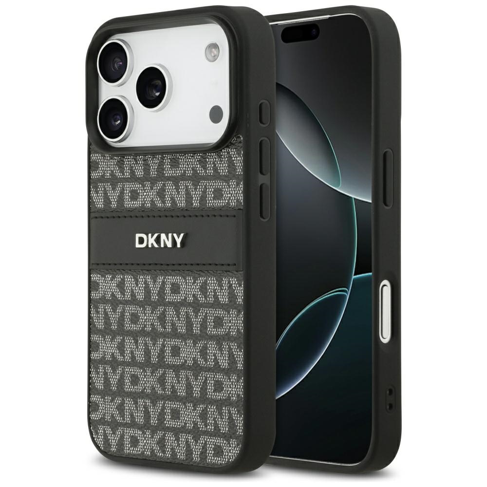 DKNY Repeat Texture Pattern with Tonal Stripe iPhone 17 Pro Ümbris - must