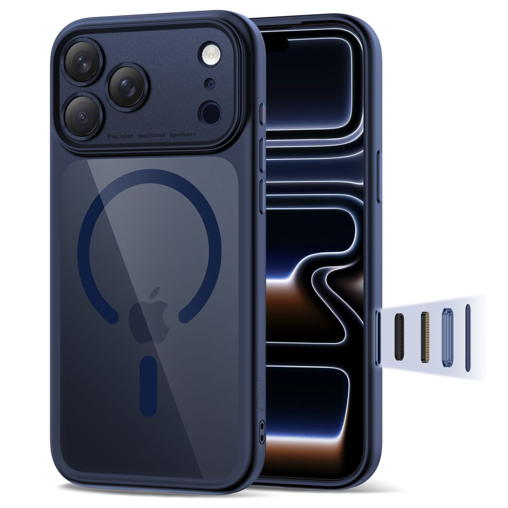 Tech-Protect Magpeak Magsafe CC Ümbris jaoks iPhone 17 Pro - Clear tumesinine sinine
